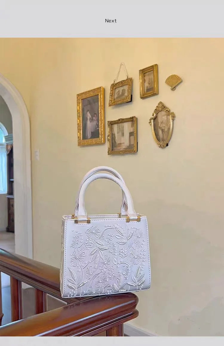 Elegant Soft Pearl Embroidery Fashion Handbag Silk Cheongsam Evening Clutch Chain Shoulder Bag Urban Minimalist Style Tote Chic