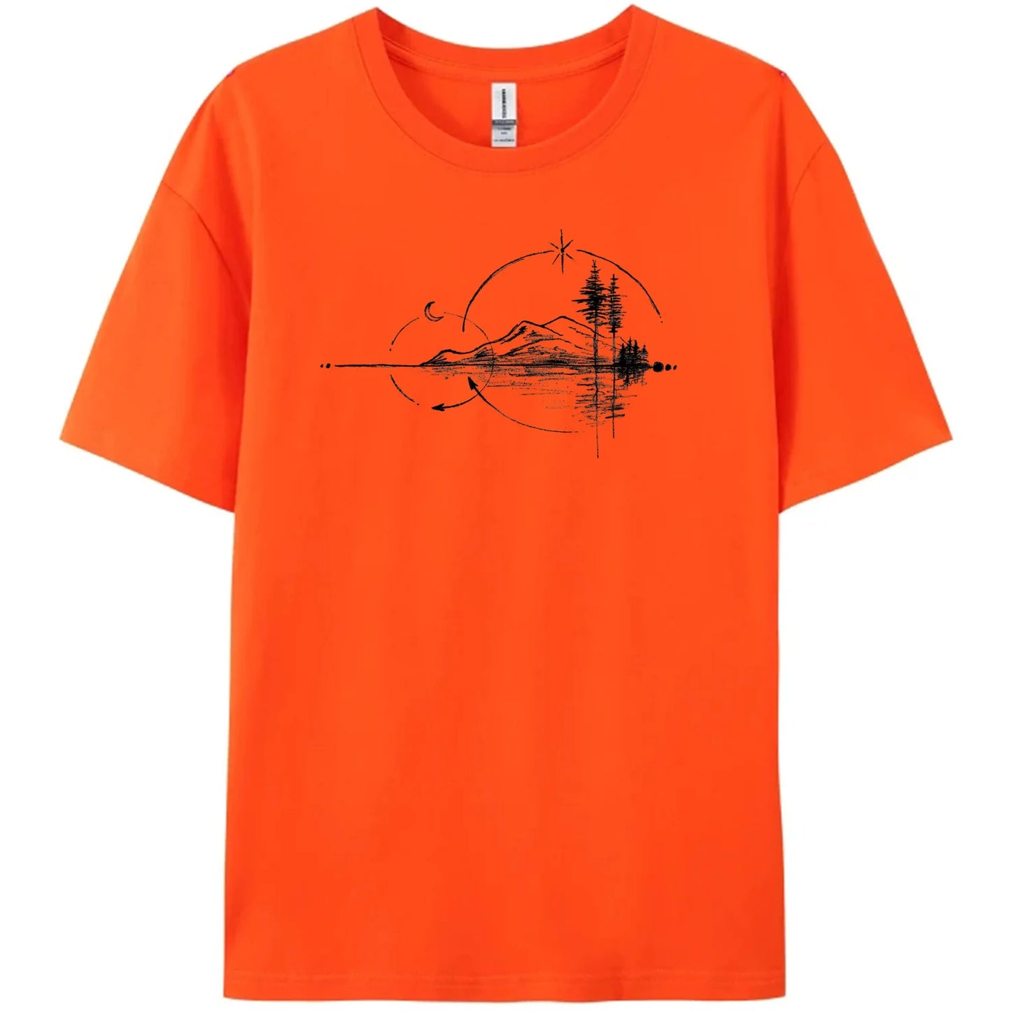 Men's Geometric Mountain Short-Sleeve Printed Casual T-Shirt 180GMS 100% Cotton Funny Graphic Outdoor Nature T Shirts For Summer