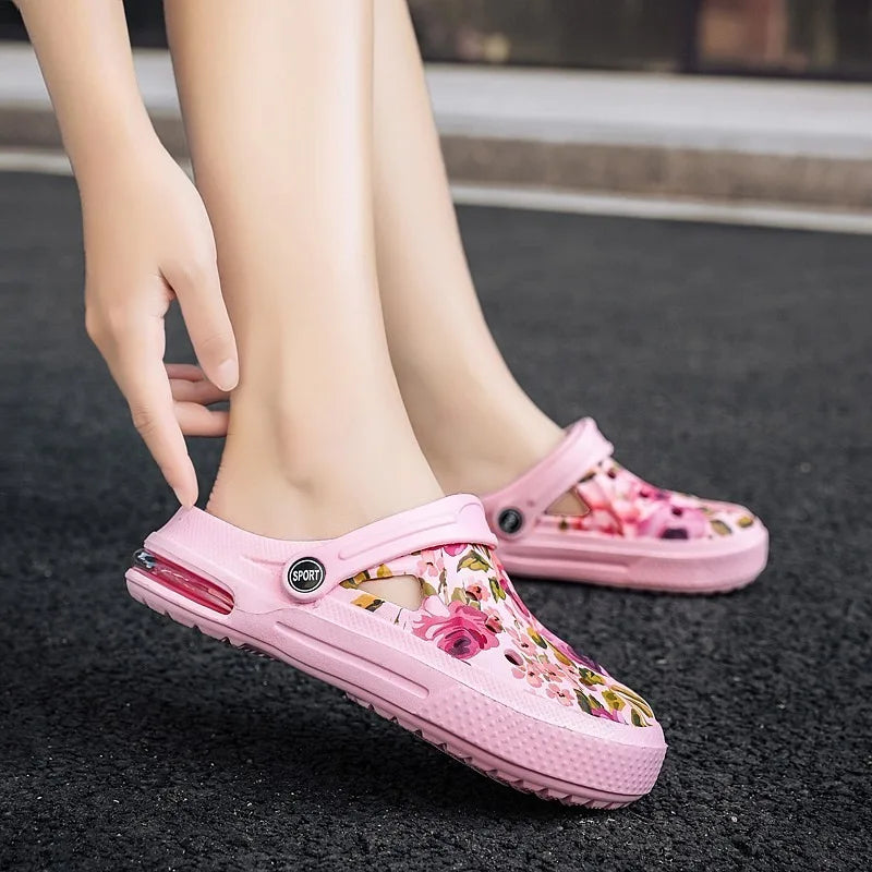 2006 Women's Ethnic Shoes Clogs Soft Sole Two-way Wear for Beach Mules and Pool Women Garden Slides Indoor Nursing Clogs Sandals