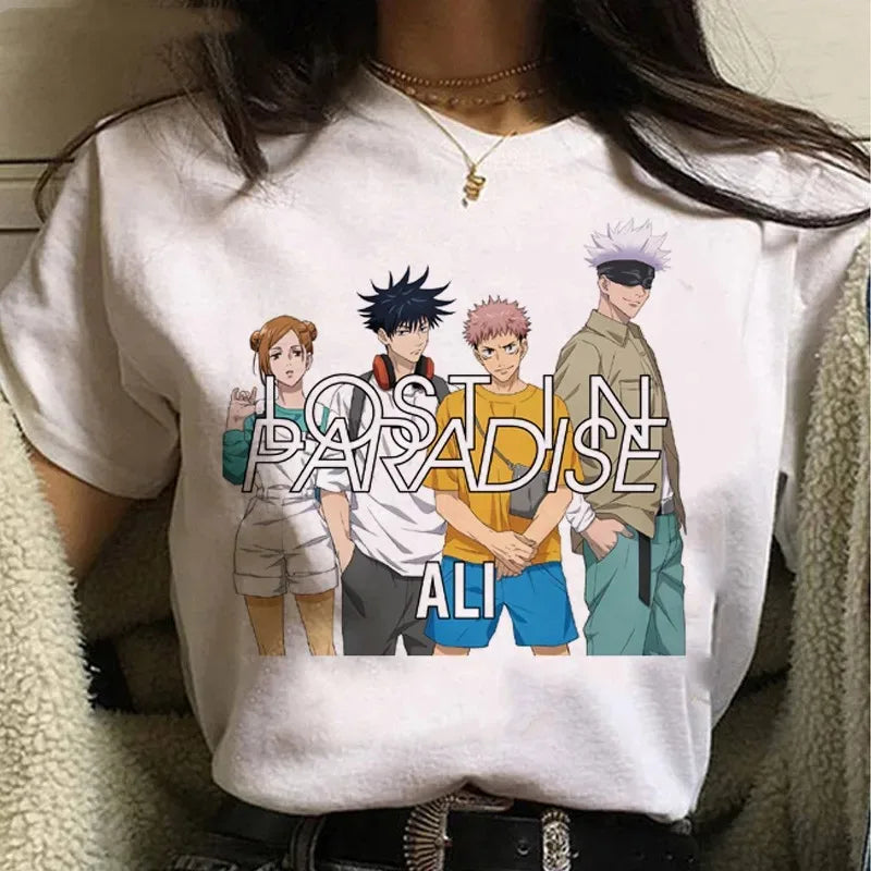Goth Clothes Gojo Graphic Tshirt Anime Jujutsu Kaisen Funny Summer T-shirt for Women Japanese T Shirts Cartoon Woman Tshirts
