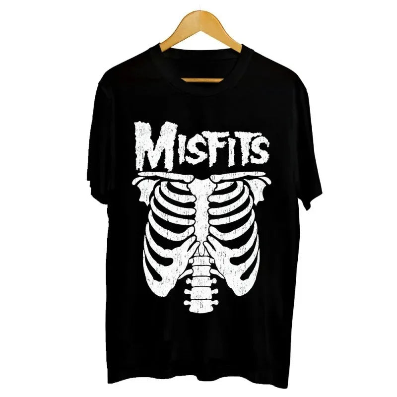 T Shirt Y2K Men's Womens Harajuku Gothic Hip Hop Graphic Printing Cotton Round Neck MISFITS Oversized Tees Short Sleeve Tops