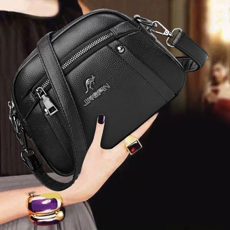 Women's Crossbody Bag, Water-Resistant Solid Color Square Shoulder Bag, Three Layer Zipper Closure Phone Purse Pouch for Women