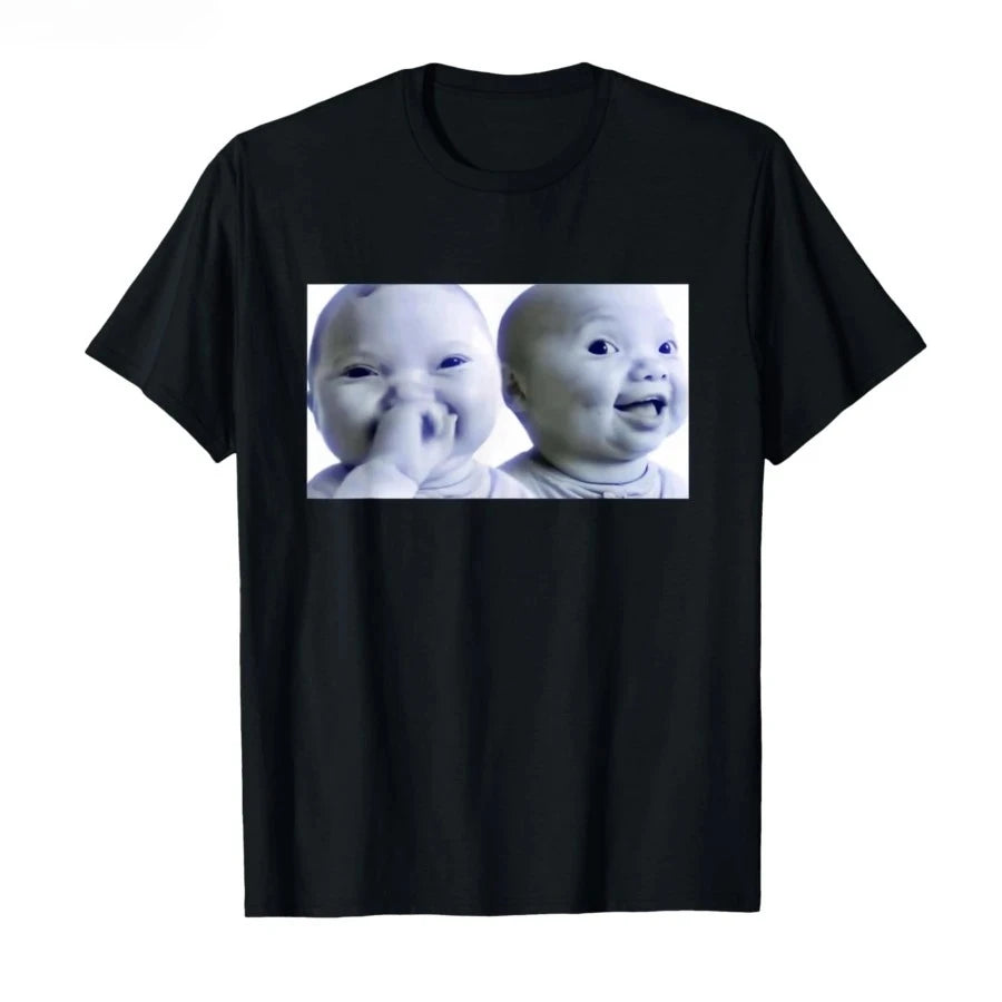 Funny AI Baby Holding Laugh Meme Viral Trend T-shirt for Women T Shirts Short Sleeve Tops Streetwear Women's Tees Casual Clothes